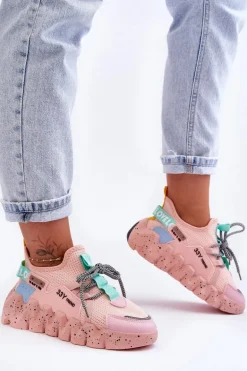 Wsuwane Modne Sneakersy Jasnoróżowe Evolution