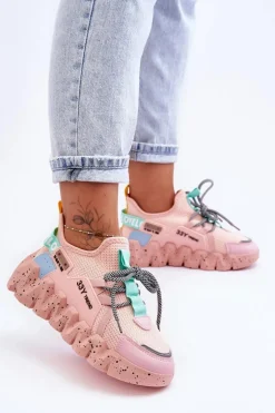 Wsuwane Modne Sneakersy Jasnoróżowe Evolution