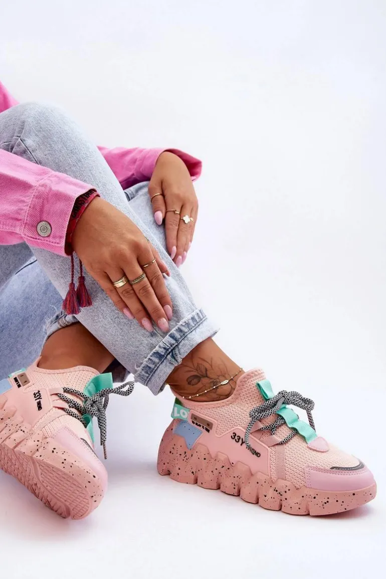 Wsuwane Modne Sneakersy Jasnoróżowe Evolution