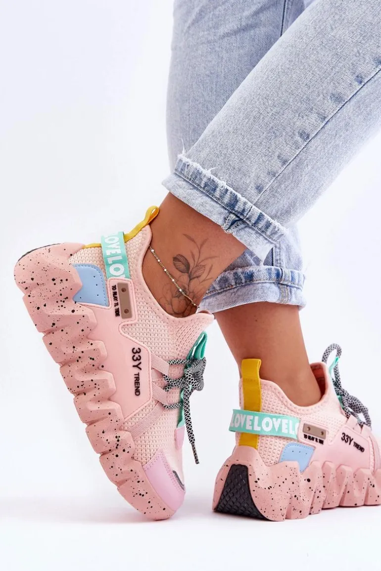 Wsuwane Modne Sneakersy Jasnoróżowe Evolution