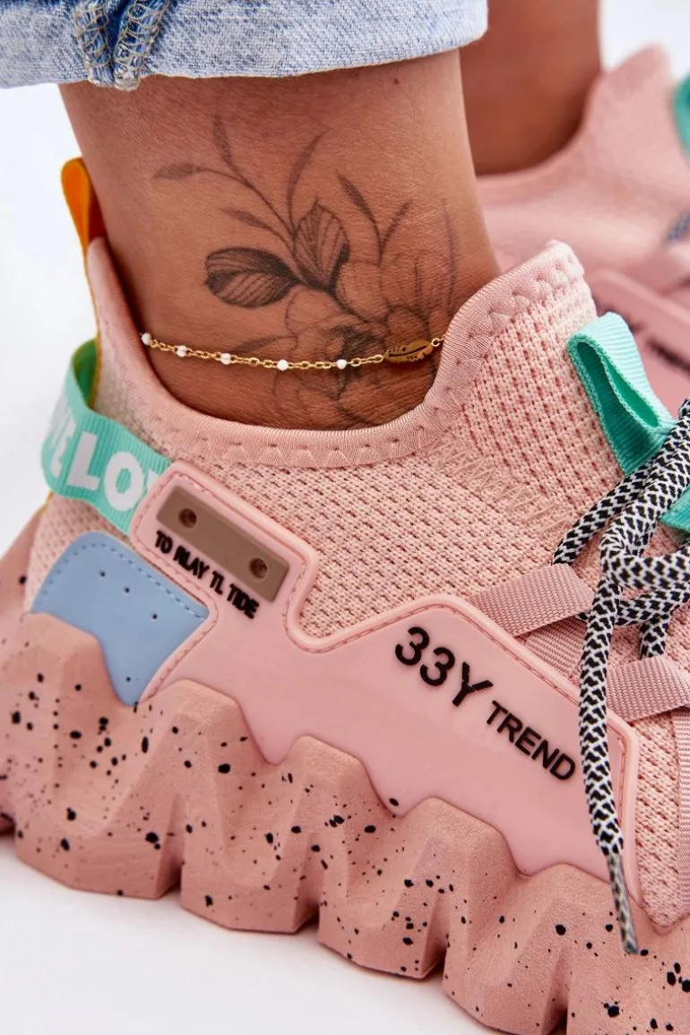 Wsuwane Modne Sneakersy Jasnoróżowe Evolution