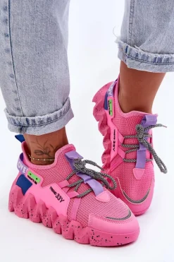 Wsuwane Modne Sneakersy Różowe Evolution