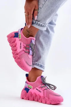 Wsuwane Modne Sneakersy Różowe Evolution