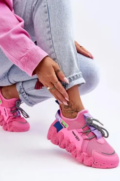 Wsuwane Modne Sneakersy Różowe Evolution