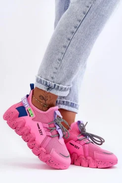 Wsuwane Modne Sneakersy Różowe Evolution
