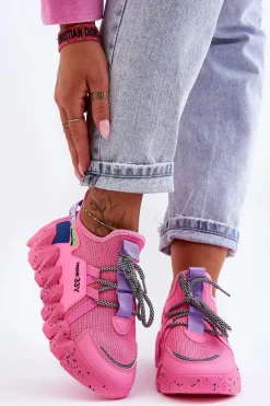 Wsuwane Modne Sneakersy Różowe Evolution