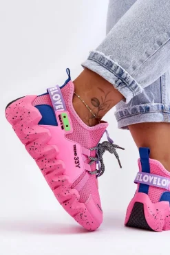 Wsuwane Modne Sneakersy Różowe Evolution