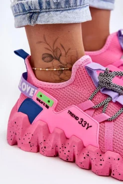Wsuwane Modne Sneakersy Różowe Evolution