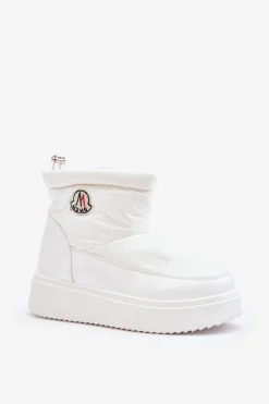 Wsuwane Śniegowce Damskie Na Platformie Białe Gattea