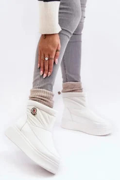 Wsuwane Śniegowce Damskie Na Platformie Białe Gattea