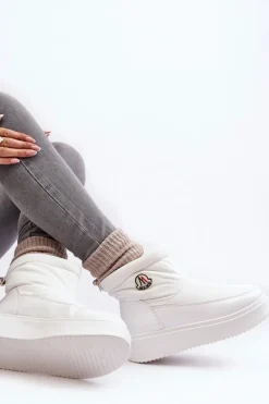 Wsuwane Śniegowce Damskie Na Platformie Białe Gattea