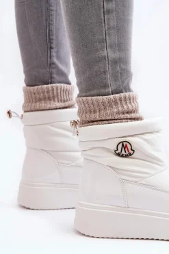 Wsuwane Śniegowce Damskie Na Platformie Białe Gattea