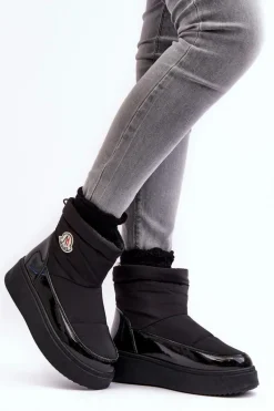 Wsuwane Śniegowce Damskie Na Platformie Czarne Gattea