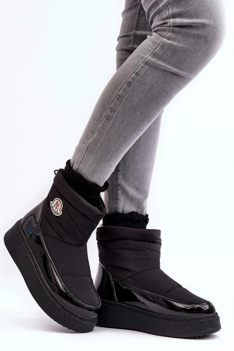 Wsuwane Śniegowce Damskie Na Platformie Czarne Gattea