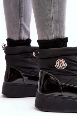 Wsuwane Śniegowce Damskie Na Platformie Czarne Gattea