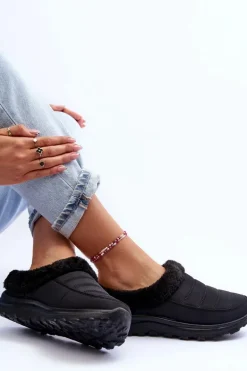 Wsuwane Niskie Śniegowce Czarne Olwina