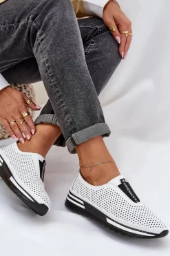 Wsuwane Półbuty Damskie Z Naturalnej Skóry S.Barski LR51-672 Białe