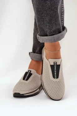 Wsuwane Półbuty Damskie Z Naturalnej Skóry S.Barski LR51-672 Beżowe