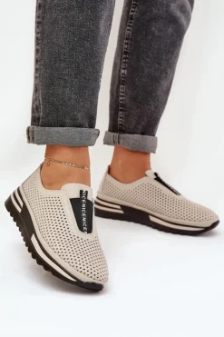 Wsuwane Półbuty Damskie Z Naturalnej Skóry S.Barski LR51-672 Beżowe