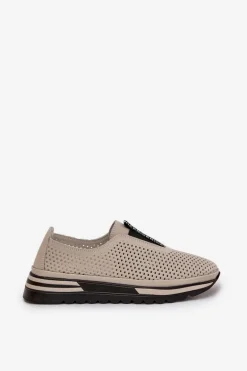 Wsuwane Półbuty Damskie Z Naturalnej Skóry S.Barski LR51-672 Beżowe