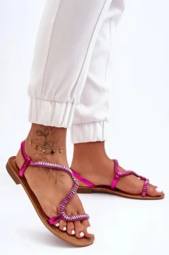 Wsuwane Sandały Damskie Z Ozdobami Różowe Hayen
