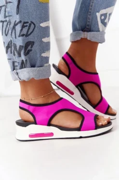 Wsuwane Sandały Na Koturnie Fuksja Zoey