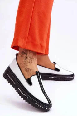 Wsuwane Skórzane Damskie Trampki Białe Nathalie