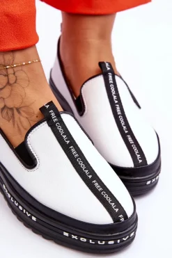 Wsuwane Skórzane Damskie Trampki Białe Nathalie