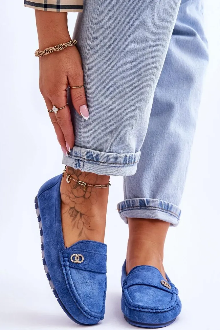 Wsuwane Zamszowe Mokasyny Niebieskie Castelo