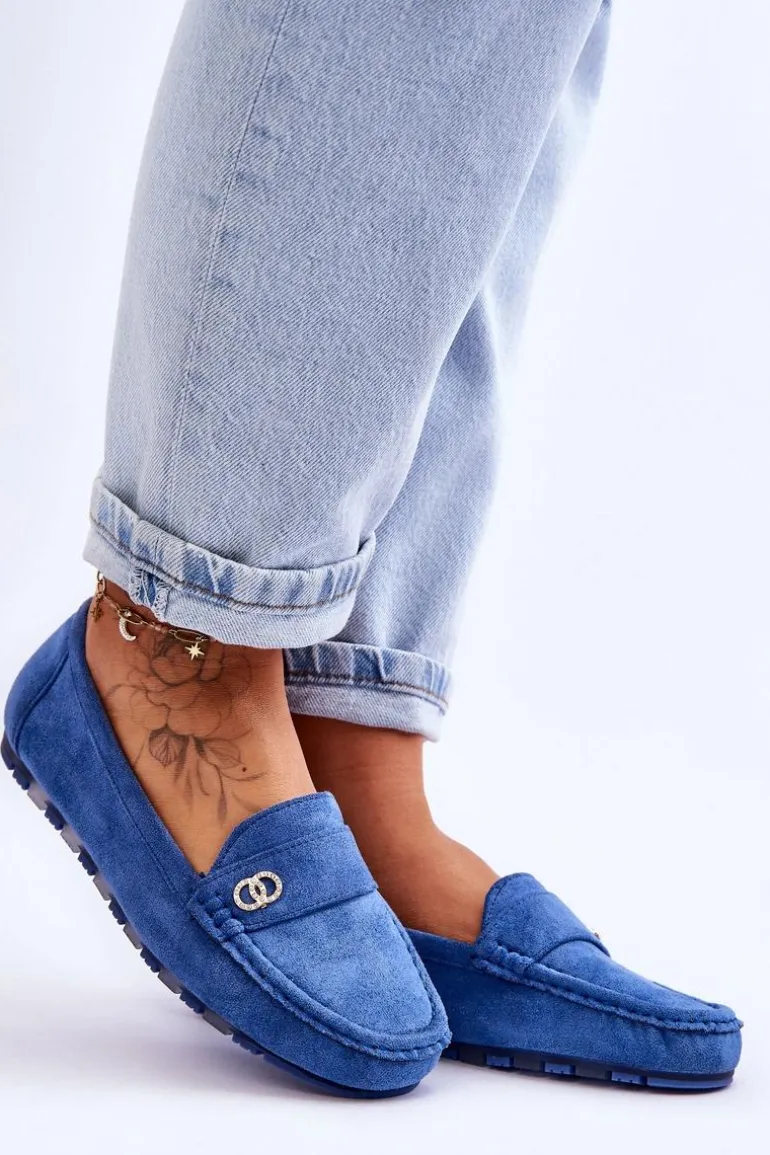 Wsuwane Zamszowe Mokasyny Niebieskie Castelo