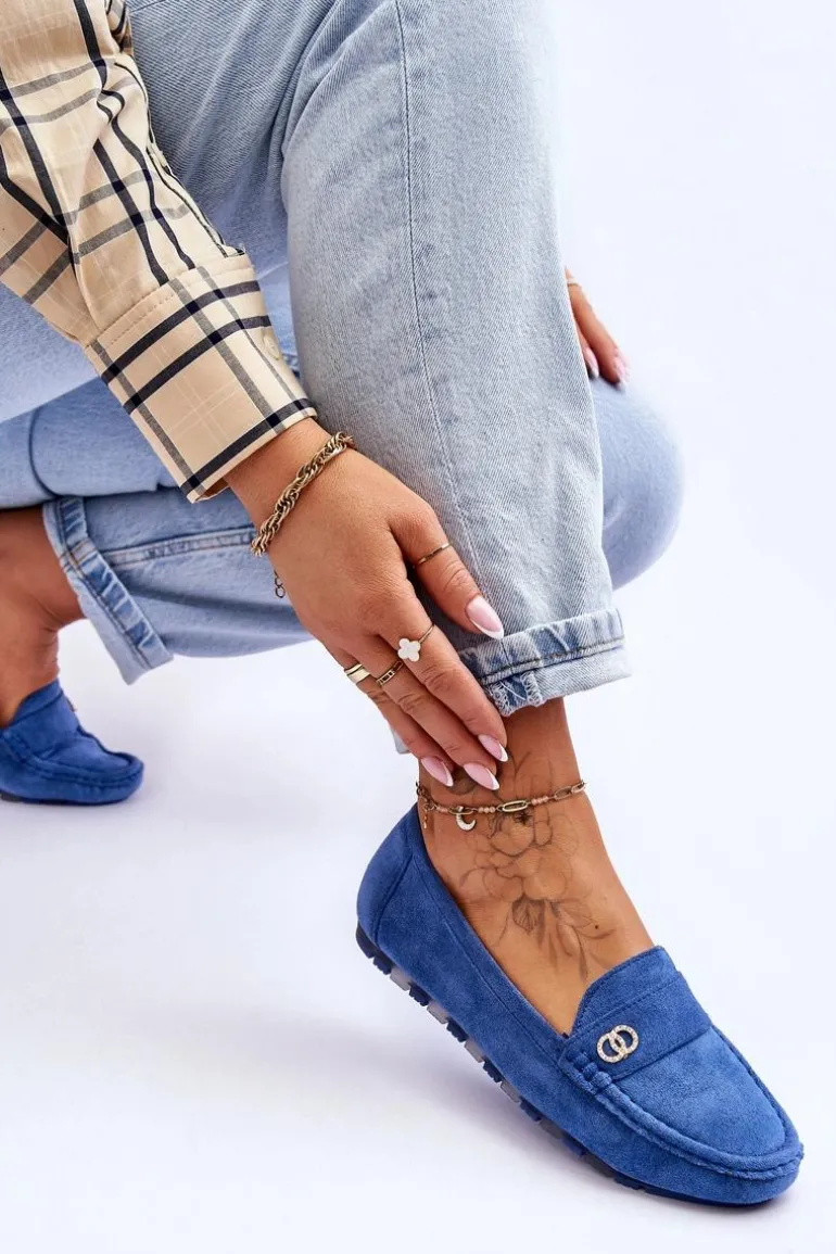 Wsuwane Zamszowe Mokasyny Niebieskie Castelo