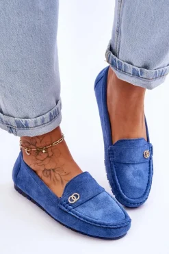 Wsuwane Zamszowe Mokasyny Niebieskie Castelo