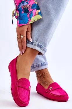 Wsuwane Zamszowe Mokasyny Fuksja Castelo