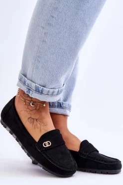 Wsuwane Zamszowe Mokasyny Czarne Castelo