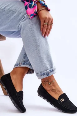 Wsuwane Zamszowe Mokasyny Czarne Castelo