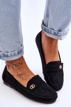 Wsuwane Zamszowe Mokasyny Czarne Castelo