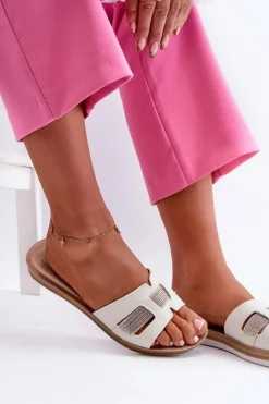 Wygodne Błyszczące Klapki Damskie Inblu BA000050 Białe