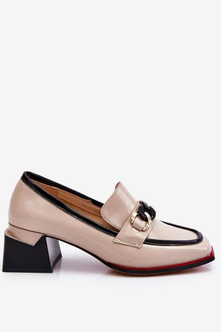 Wygodne Czółenka Na Niskim Obcasie Beżowe Valenti