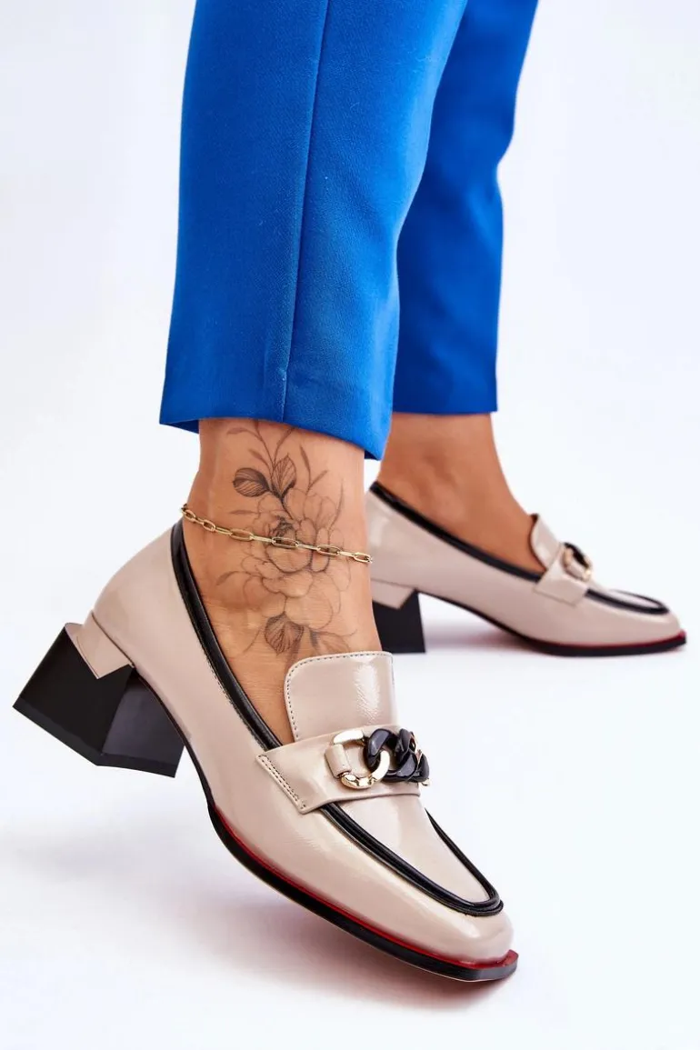 Wygodne Czółenka Na Niskim Obcasie Beżowe Valenti