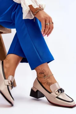 Wygodne Czółenka Na Niskim Obcasie Beżowe Valenti