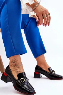 Wygodne Czółenka Na Niskim Obcasie Czarne Valenti