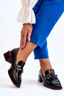 Wygodne Czółenka Na Niskim Obcasie Czarne Valenti