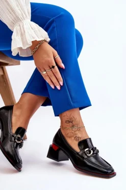 Wygodne Czółenka Na Niskim Obcasie Czarne Valenti