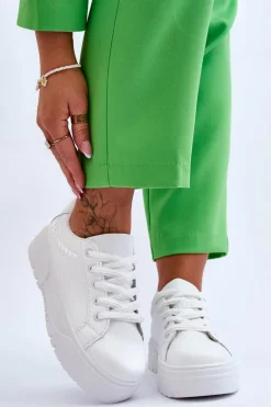 Wygodne Damskie Buty Sportowe Na Platformie Białe Devan