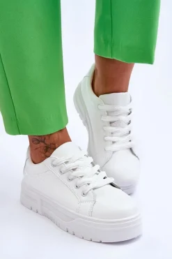 Wygodne Damskie Buty Sportowe Na Platformie Białe Devan