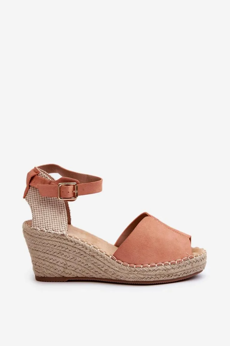 Wygodne Damskie Sandały Na Koturnie Jasnoróżowe Dellia