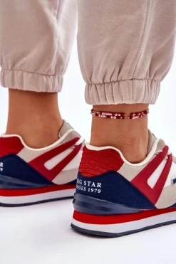 Wygodne Damskie Sneakersy Memory Foam Big Star LL274950 Czerwone