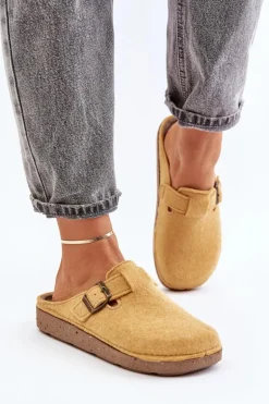 Wygodne Kapcie Damskie Z Klamrą Inblu ED000019 Żółte