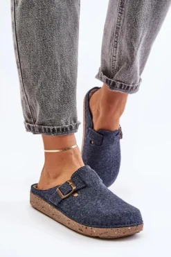 Wygodne Kapcie Damskie Z Klamrą Inblu ED000019 Granatowe