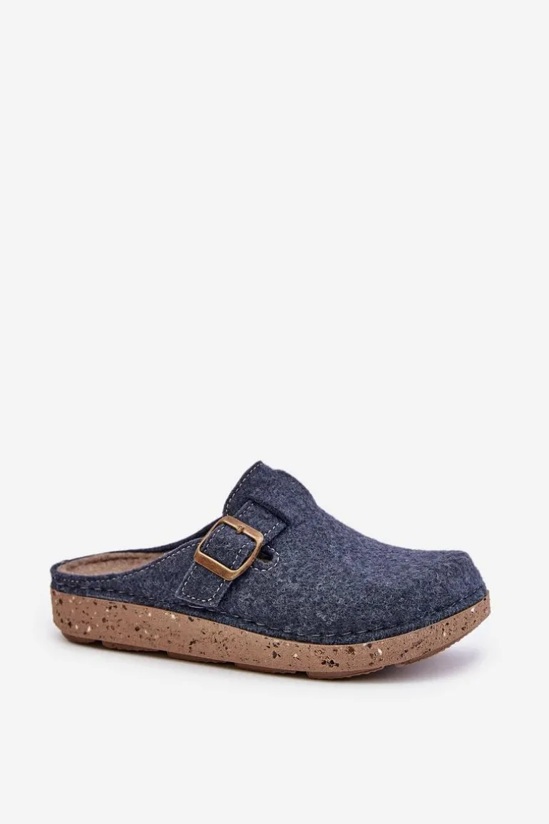 Wygodne Kapcie Damskie Z Klamrą Inblu ED000019 Granatowe